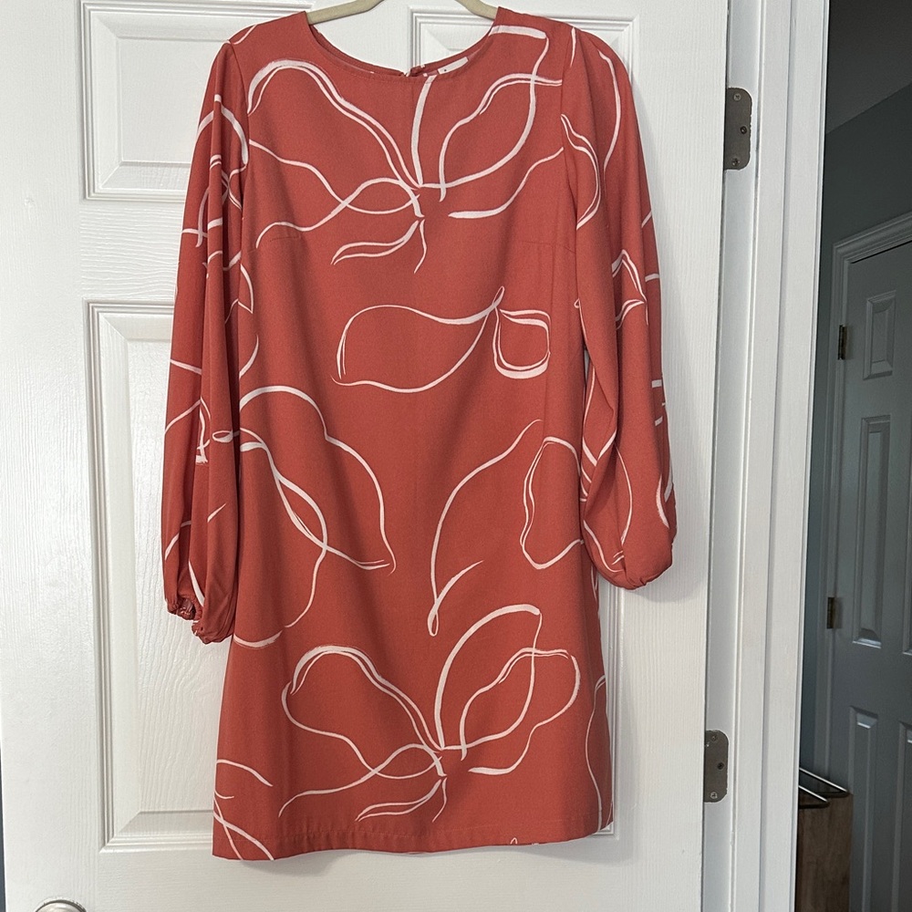 a new day Red and White Long Sleeve Dress